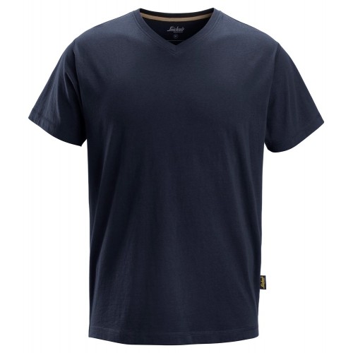 2512 Camiseta de manga corta con cuello en V azul marino talla L