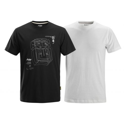 Camiseta 2-pack negro-blanco talla XXL