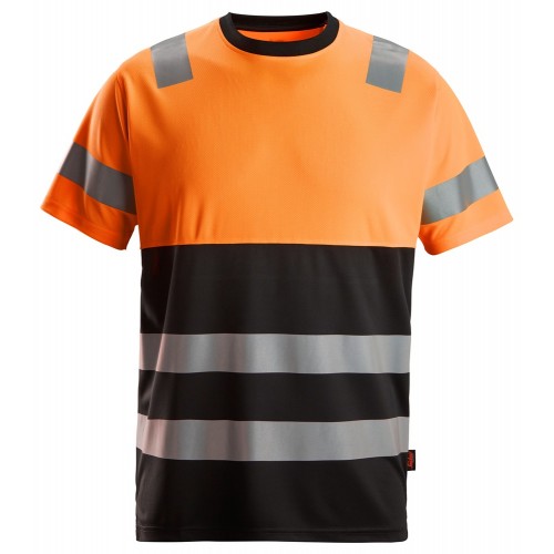 2535 Camiseta de manga corta de alta visibilidad clase 1 negro-naranja talla XS