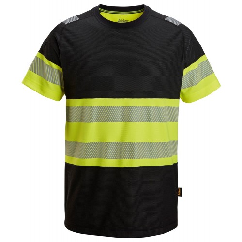 2538 Camiseta de manga corta de alta visibilidad clase 1 negro-amarillo talla M