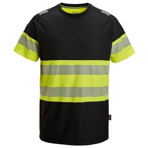 2538 Camiseta de manga corta de alta visibilidad clase 1 negro-amarillo talla XL