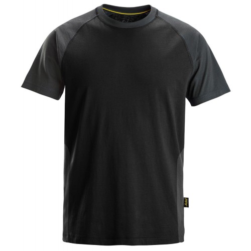 2550 Camiseta de manga corta bicolor negro-gris acero talla M