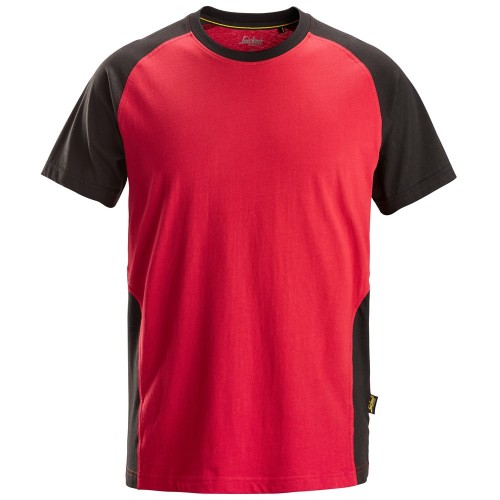 2550 Camiseta de manga corta bicolor rojo-negro talla M