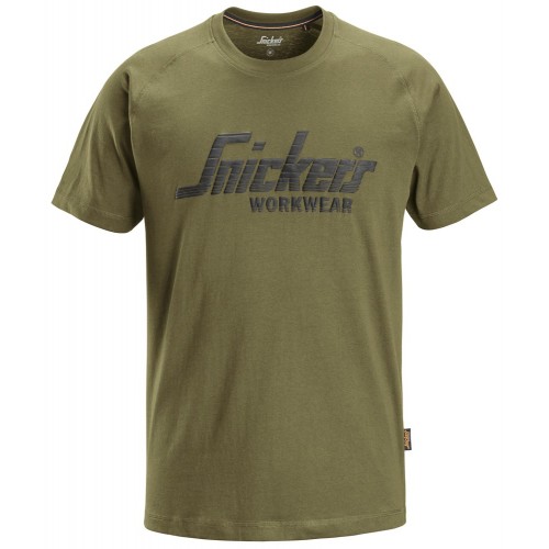 2590 Camiseta manga corta con logo verde khaki talla M