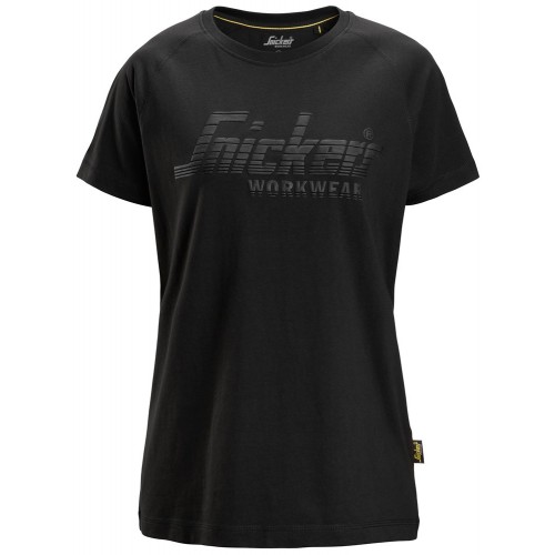 2597 Camiseta manga corta con logo para mujer negro talla XL