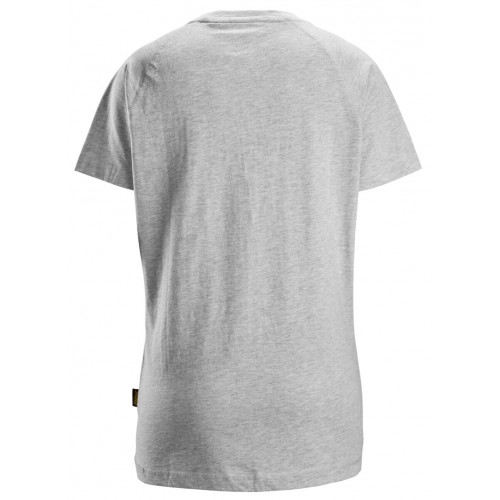 2597 Camiseta manga corta con logo para mujer gris jaspeado