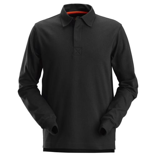 2612 Polo manga larga de rugby AllroundWork Negro