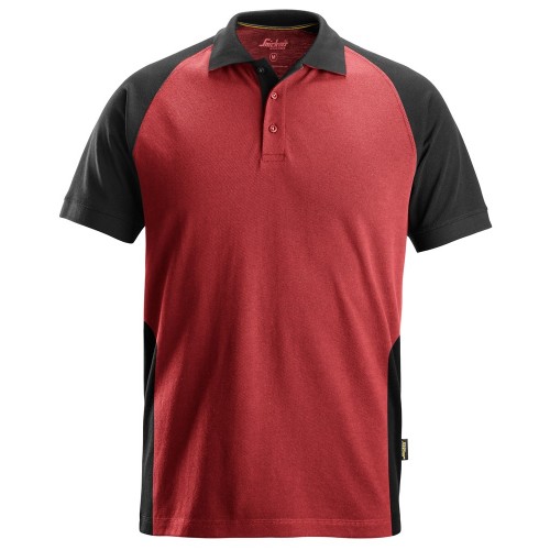 2750 Polo de manga corta bicolor rojo-negro talla L