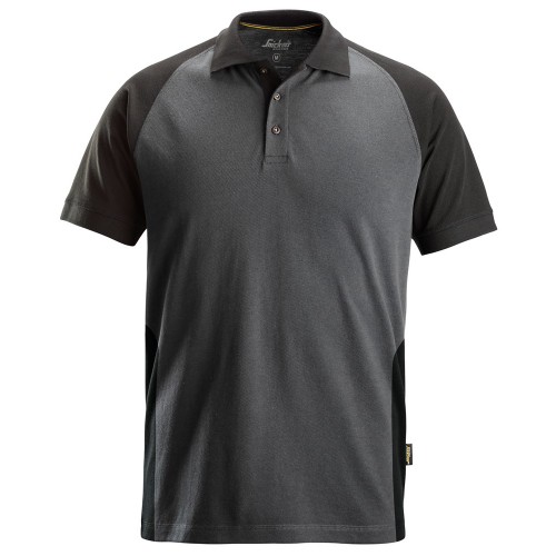 2750 Polo de manga corta bicolor gris acero-negro talla XL