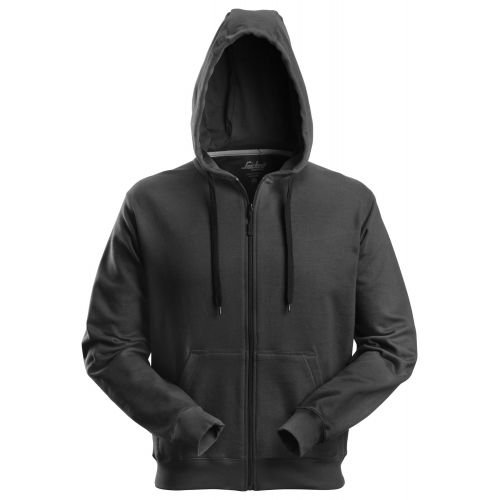 2801 Sudadera clásica con capucha y cremallera completa negra