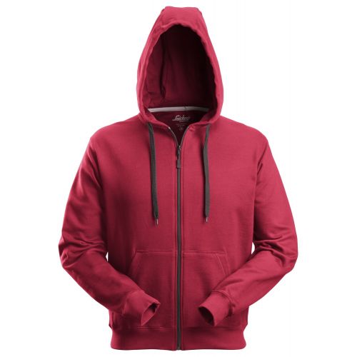 2801 Sudadera clásica con capucha y cremallera completa roja