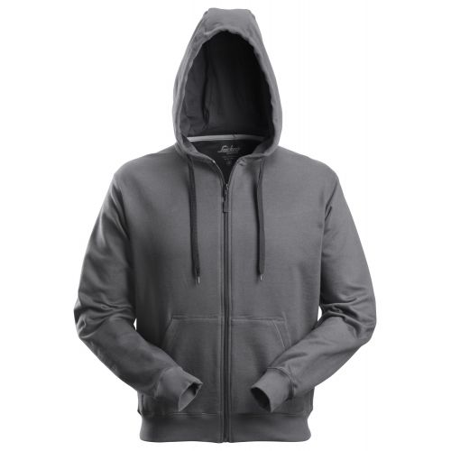 2801 Sudadera clásica con capucha y cremallera completa gris acero