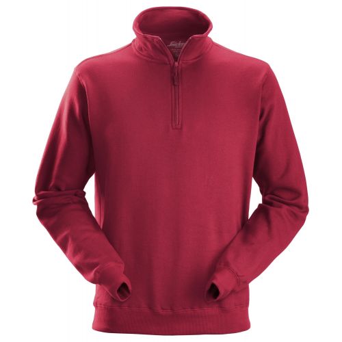 2818 Sudadera con media cremallera rojo talla XS