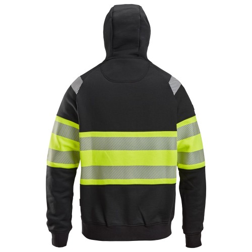 2838 Sudadera alta visibilidad clase 1 con capucha y cremallera completa negro-amarillo