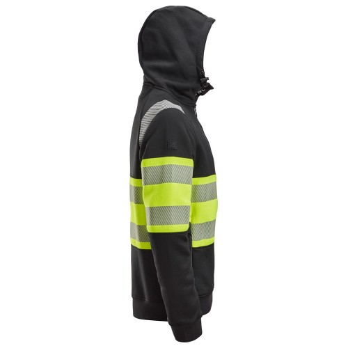 2838 Sudadera alta visibilidad clase 1 con capucha y cremallera completa negro-amarillo