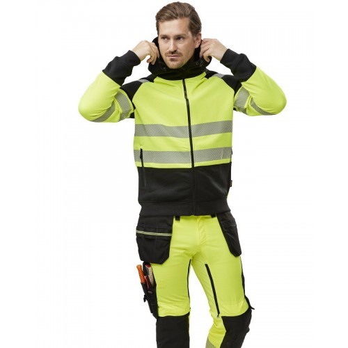 2839 Sudadera alta visibilidad clase 2 con capucha y cremallera completa amarillo-negro