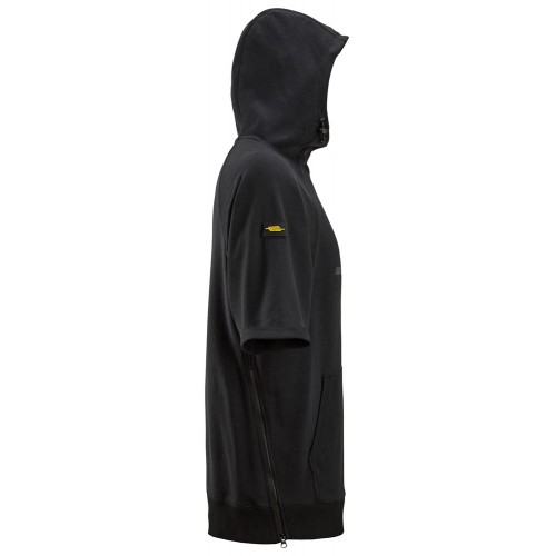 2850 Sudadera holgada con capucha, manga corta y logotipo negra