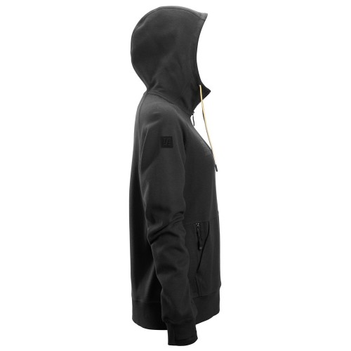 2877 Sudadera mujer con capucha, cremallera completa y logo negro