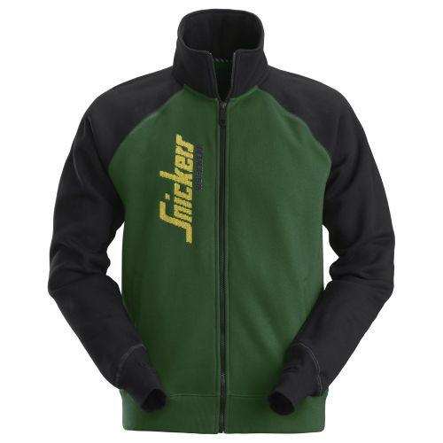 Chaqueta con cremallera completa y logotipo Verde bosque/Negra talla XS