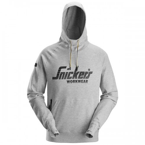 2894 Sudadera con capucha y logo gris jaspeado