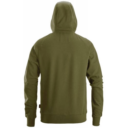 2895 Sudadera con capucha, cremallera completa y logo verde khaki