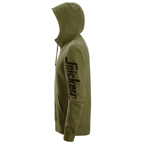 2895 Sudadera con capucha, cremallera completa y logo verde khaki