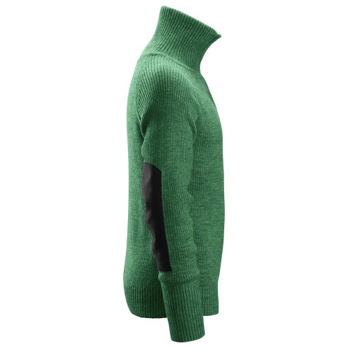 2905 Jersey de lana con media cremallera verde forestal