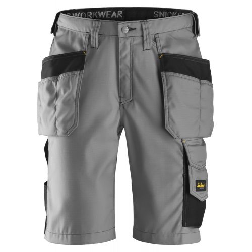 3023 Pantalones cortos de trabajo Rip-Stop con bolsillos flotantes gris/ negro