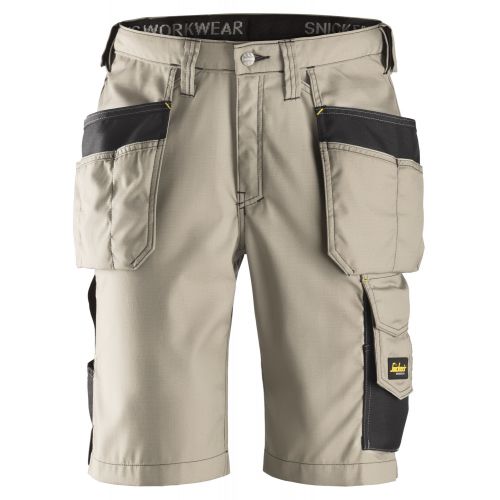 3023 Pantalones cortos de trabajo Rip-Stop con bolsillos flotantes kaki/ negro