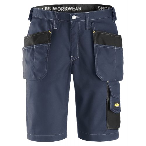 3023 Pantalones cortos de trabajo Rip-Stop con bolsillos flotantes azul marino/ negro