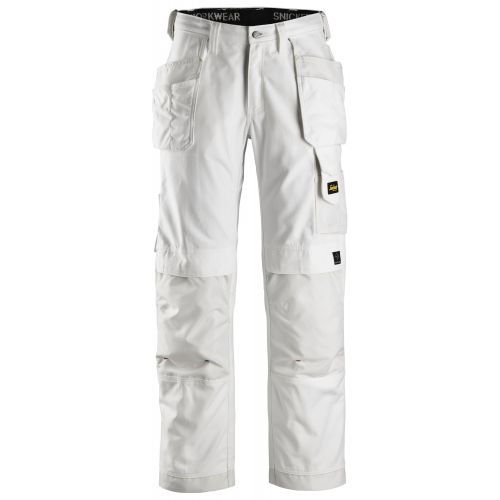 3214 Pantalones largos de trabajo Canvas+ bolsillos flotantes Blanco