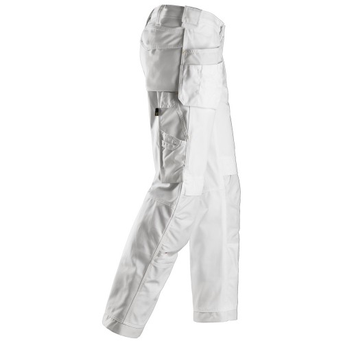 3214 Pantalones largos de trabajo Canvas+ bolsillos flotantes Blanco