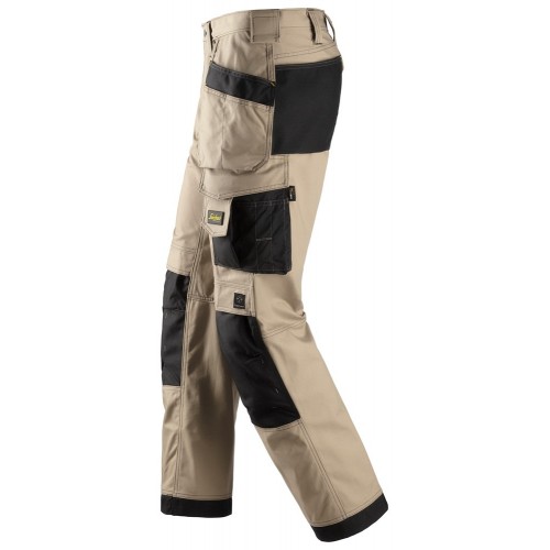 3214 Pantalones largos de trabajo Canvas+ bolsillos flotantes Kaki / Negro