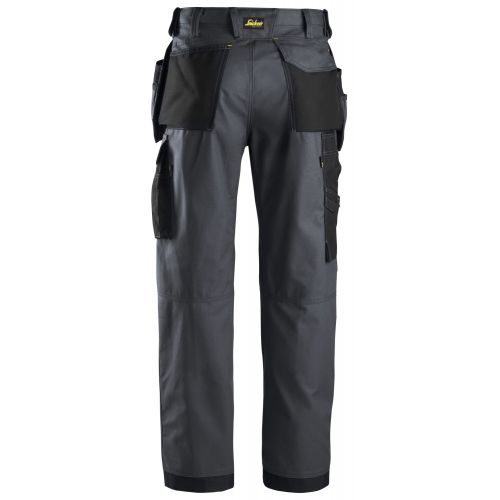 3214 Pantalones largos de trabajo Canvas+ bolsillos flotantes Gris acero / Negro