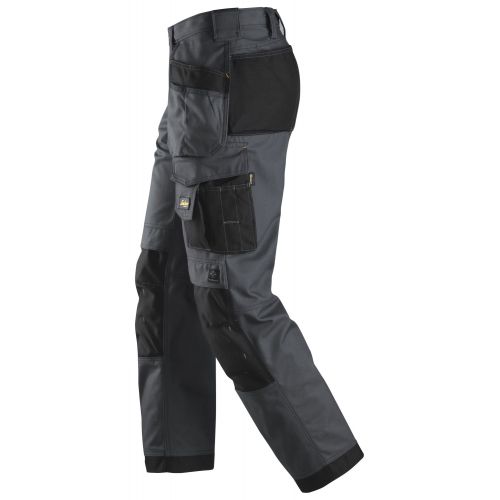 3214 Pantalones largos de trabajo Canvas+ bolsillos flotantes Gris acero / Negro