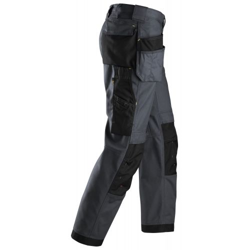 3214 Pantalones largos de trabajo Canvas+ bolsillos flotantes Gris acero / Negro