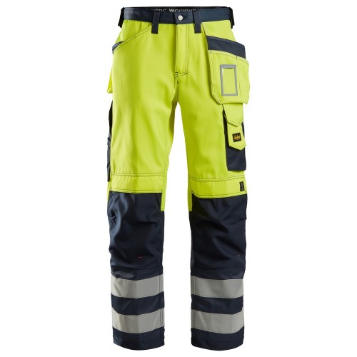 3233 Pantalones largos de trabajo de alta visibilidad clase 2 con bolsillos flotantes amarillo-azul marino talla 256