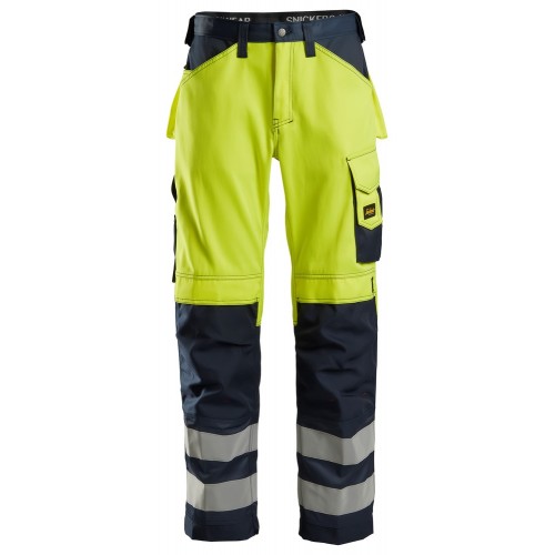 3333 Pantalones largos de trabajo de alta visibilidad clase 2 amarillo-azul marino talla 116