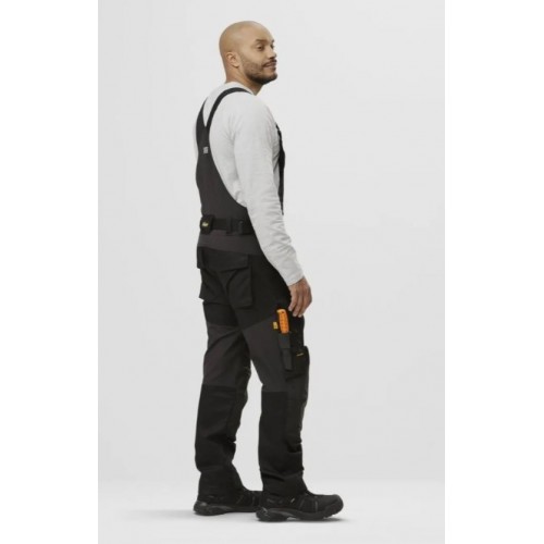 6051 Pantalones elásticos con peto y tirantes AllroundWork blanco-negro