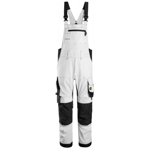 6051 Pantalones elástcos con peto y tirantes AllroundWork blanco-negro talla 156