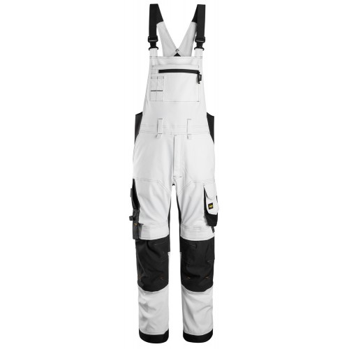 6051 Pantalones elásticos con peto y tirantes AllroundWork blanco-negro