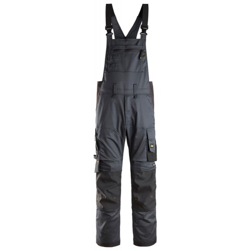 6051 Pantalones elásticos con peto y tirantes AllroundWork gris acero-negro