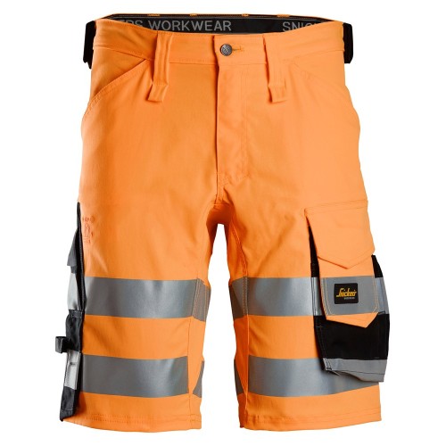 6136 Pantalones cortos de trabajo elásticos de alta visibilidad clase 1 naranja-negro