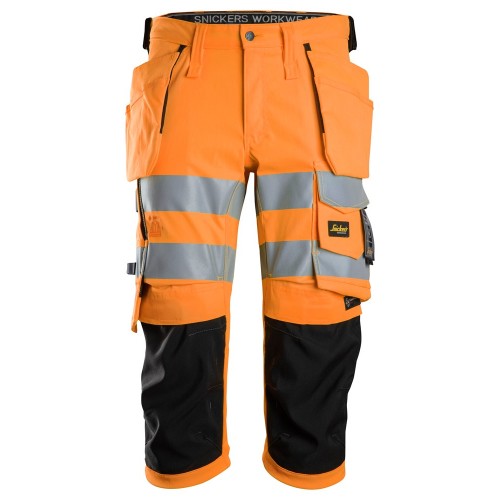 6138 Pantalones pirata de trabajo elásticos de alta visibilidad clase 1/2 con bolsillos flotantes naranja-negro talla 50