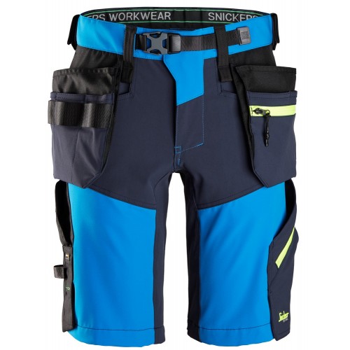 6140 Pantalones cortos de trabajo elásticos Softshell con bolsillos flotantes FlexiWork azul-azul marino talla 46