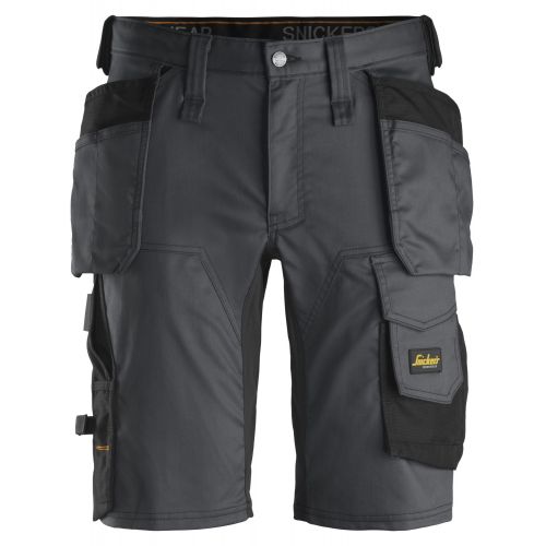 6141 Pantalones cortos de trabajo elásticos Slim Fit AllroundWork con bolsillos flotantes gris acero/ negro