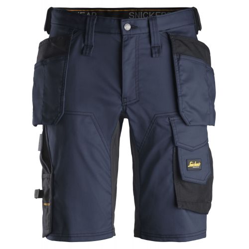 Pantalones cortos elásticos AllroundWork + Bolsillos Flotantes Azul Marino-Negro talla 48