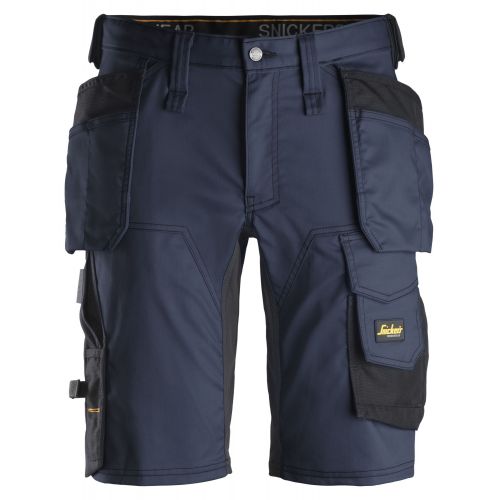 6141 Pantalones cortos de trabajo elásticos Slim Fit AllroundWork con bolsillos flotantes azul marino/ negro
