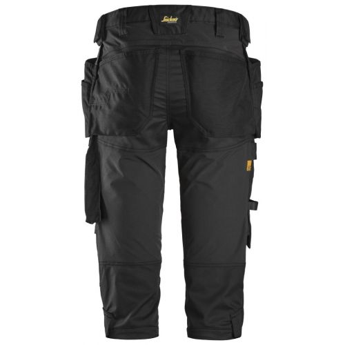 6142 Pantalones pirata de trabajo elásticos bolsillos flotantes AllroundWork Negro