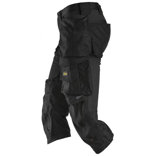 6142 Pantalones pirata de trabajo elásticos bolsillos flotantes AllroundWork Negro